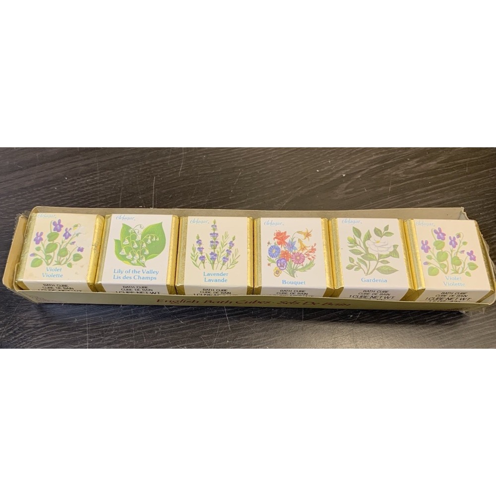 Delagar English Bath Cubes Made in England Set of 6 Floral Scents 9 oz. NOS